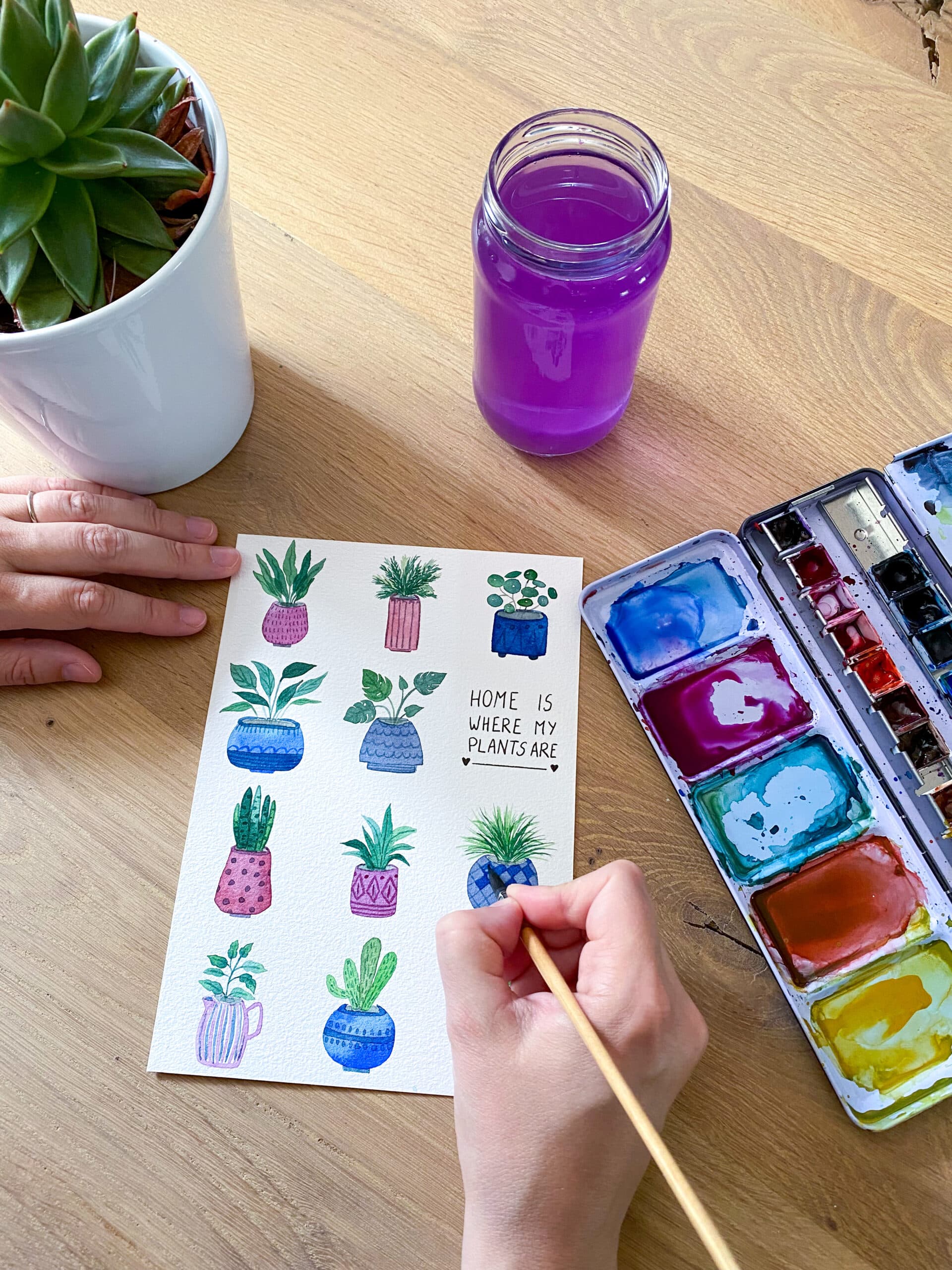 Atelier aquarelle plantes d'intérieur - team building pour entreprises