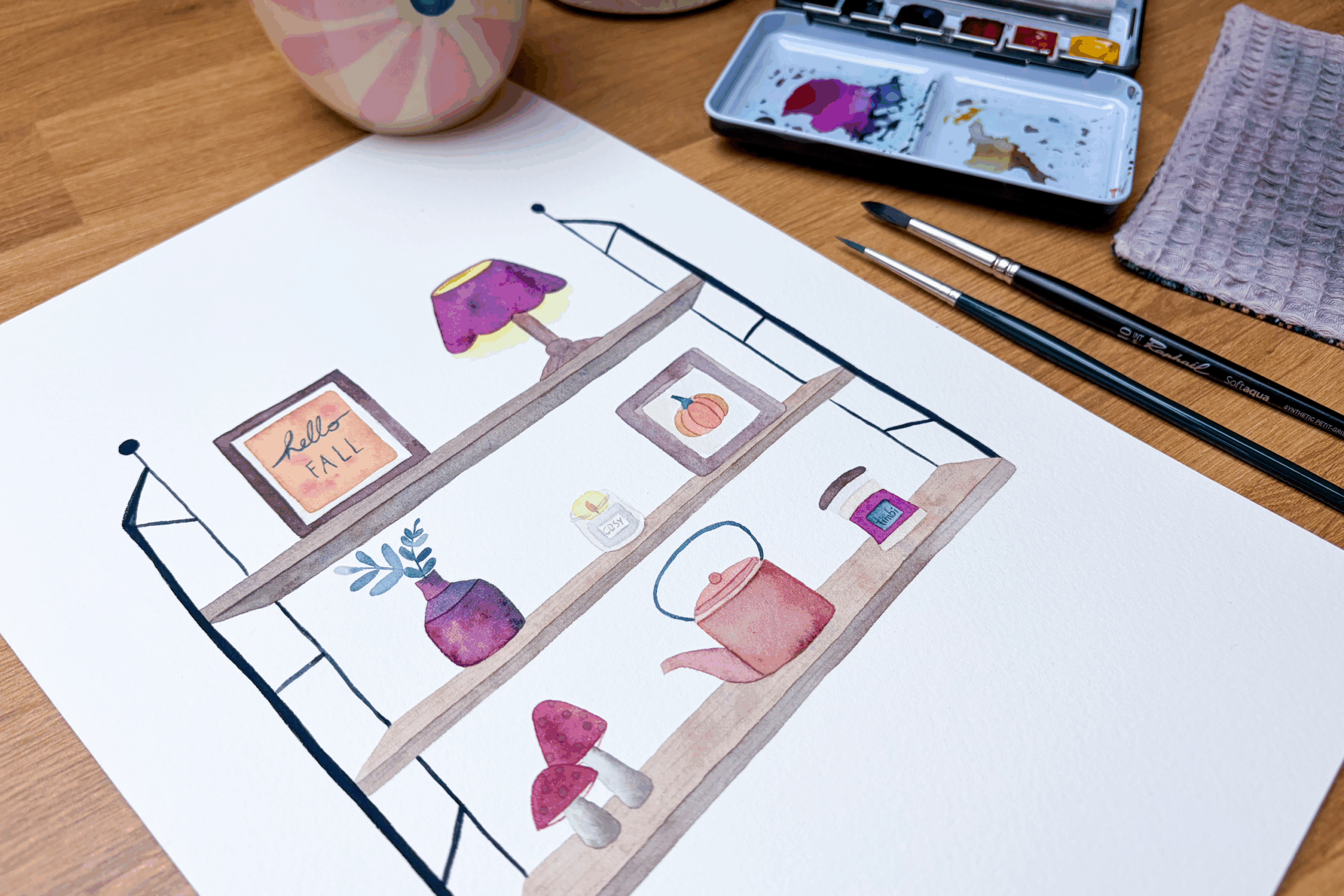 Tutoriels aquarelle automne cosy