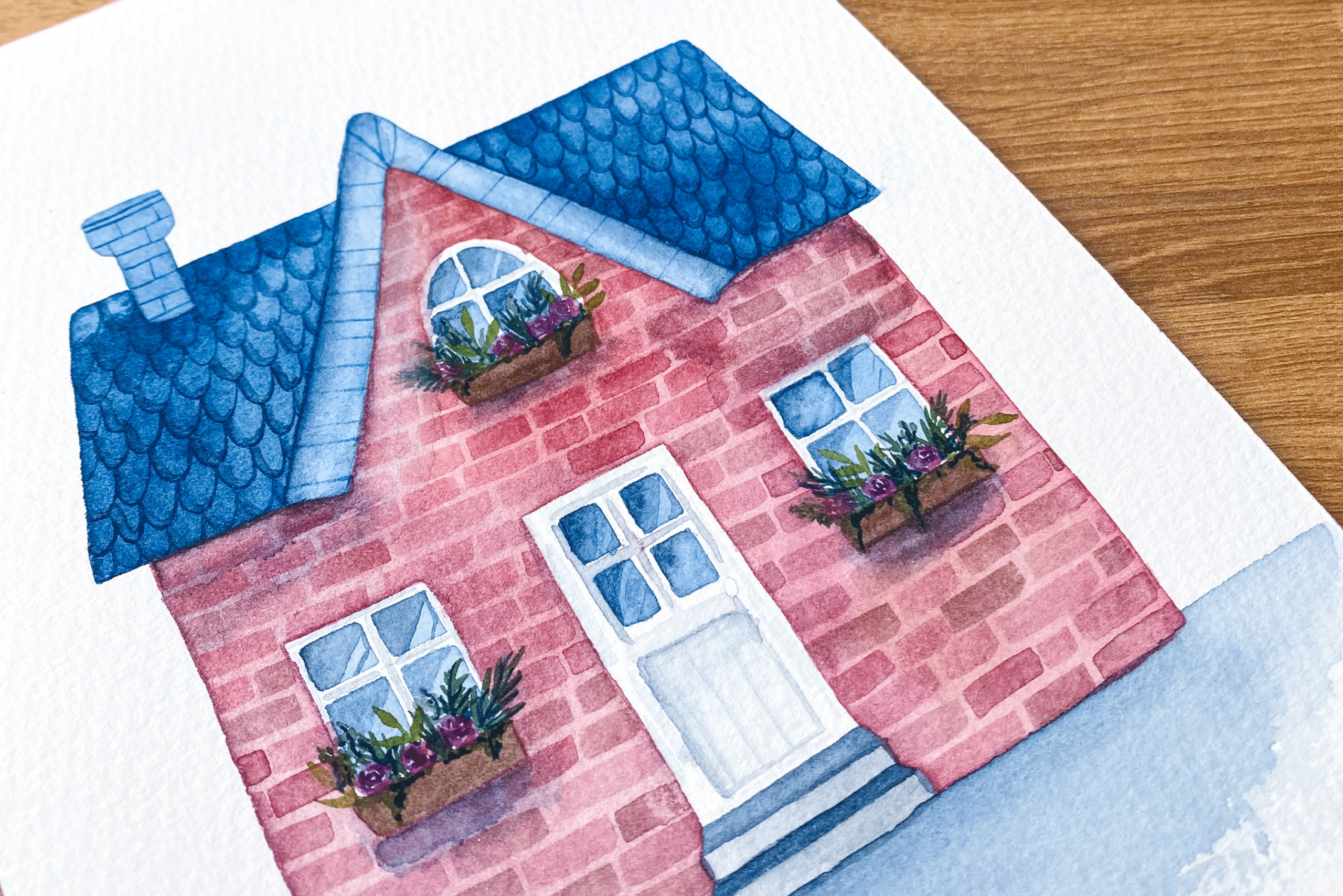 Atelier aquarelle façades de maison, devantures de magasin