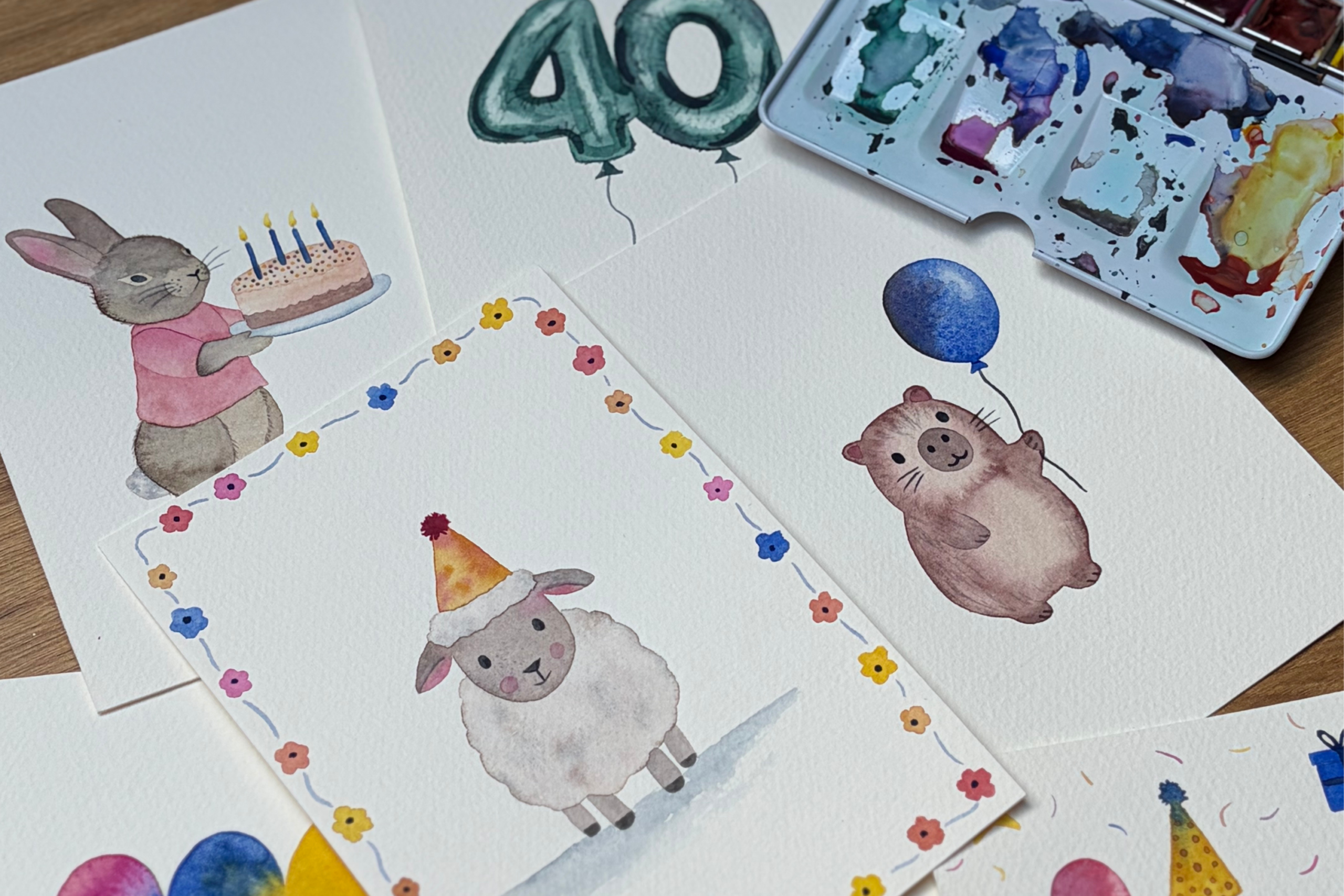 tutoriel aquarelle cartes anniversaire